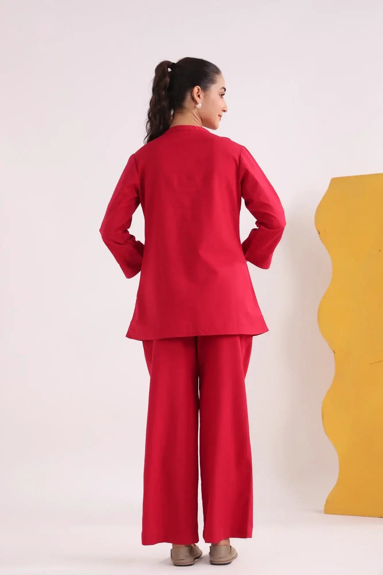 Radiant Red Cotton Flex Co-ord Set