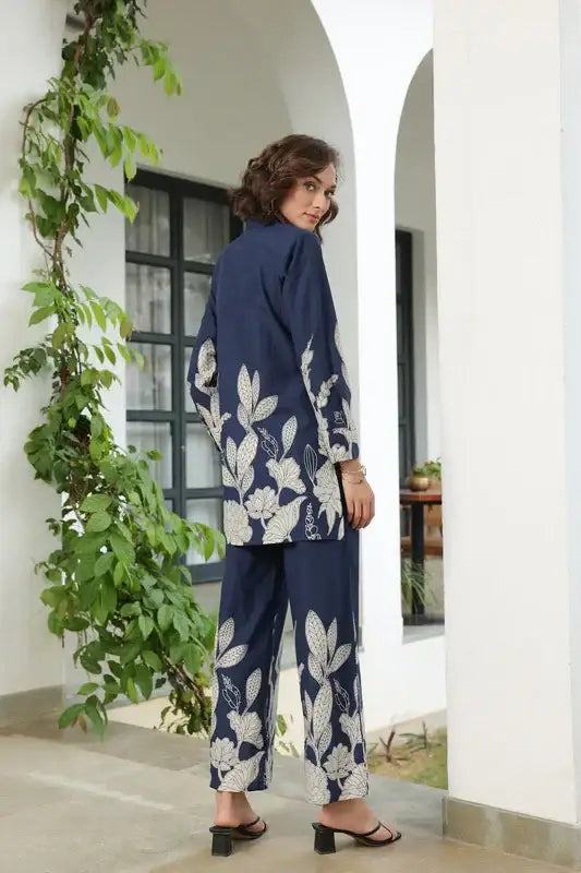 Bloom Delight Blue Cotton Co-ord Set