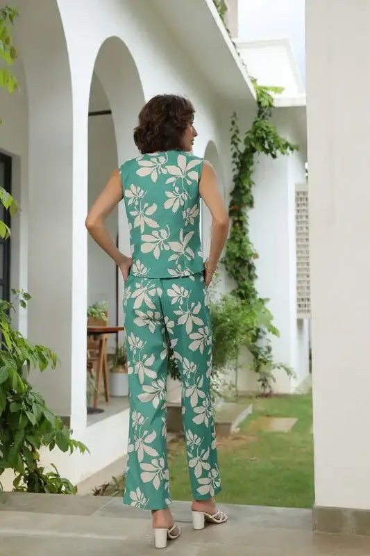 Azure Leaf Cotton Flex Co-ord Set