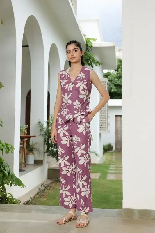 Violet Vine Cotton Flex Co-ord Set