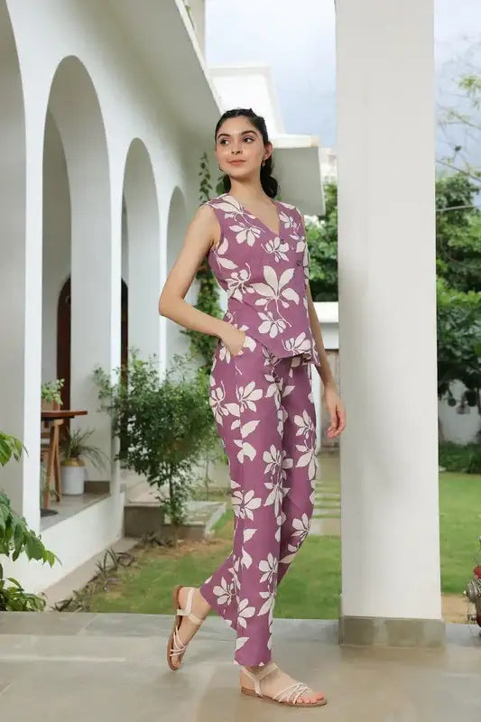 Violet Vine Cotton Flex Co-ord Set