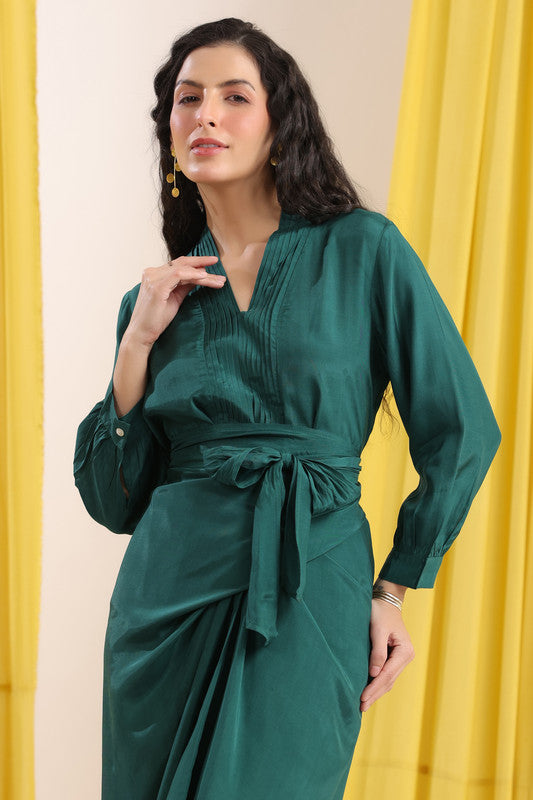 Emerald Green Solid Long Sleeve Co-ord Set
