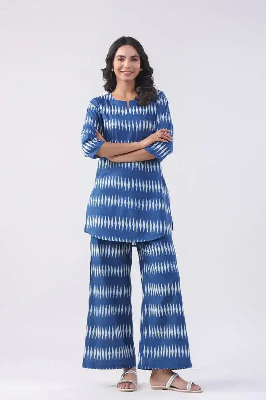 Azure Tranquil Cotton Loungewear Set