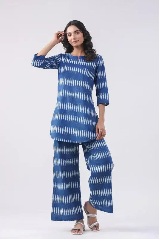 Azure Tranquil Cotton Loungewear Set