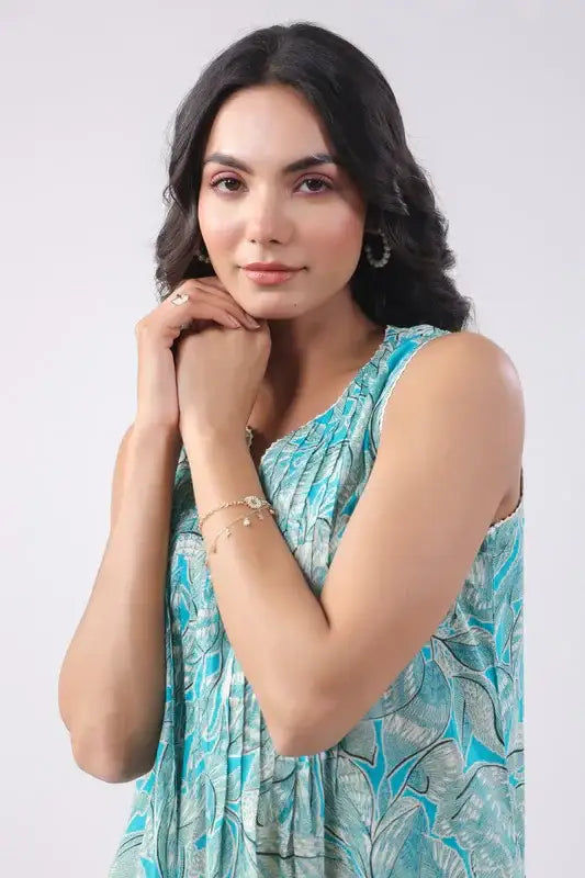 Cyan Blue Cotton Co-ord Set