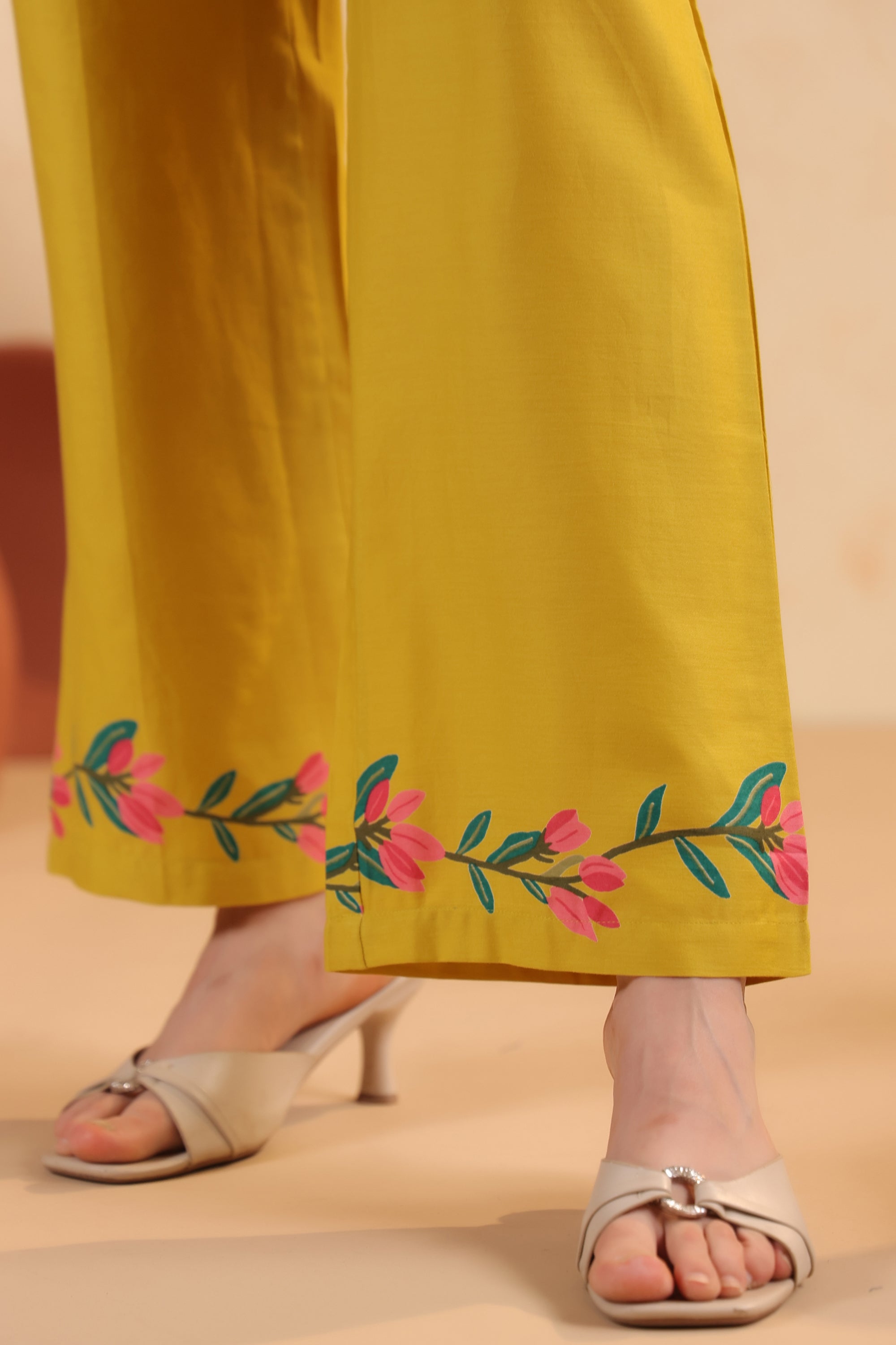 Mustard Yellow Floral Printed Cotton Co-ord Set
