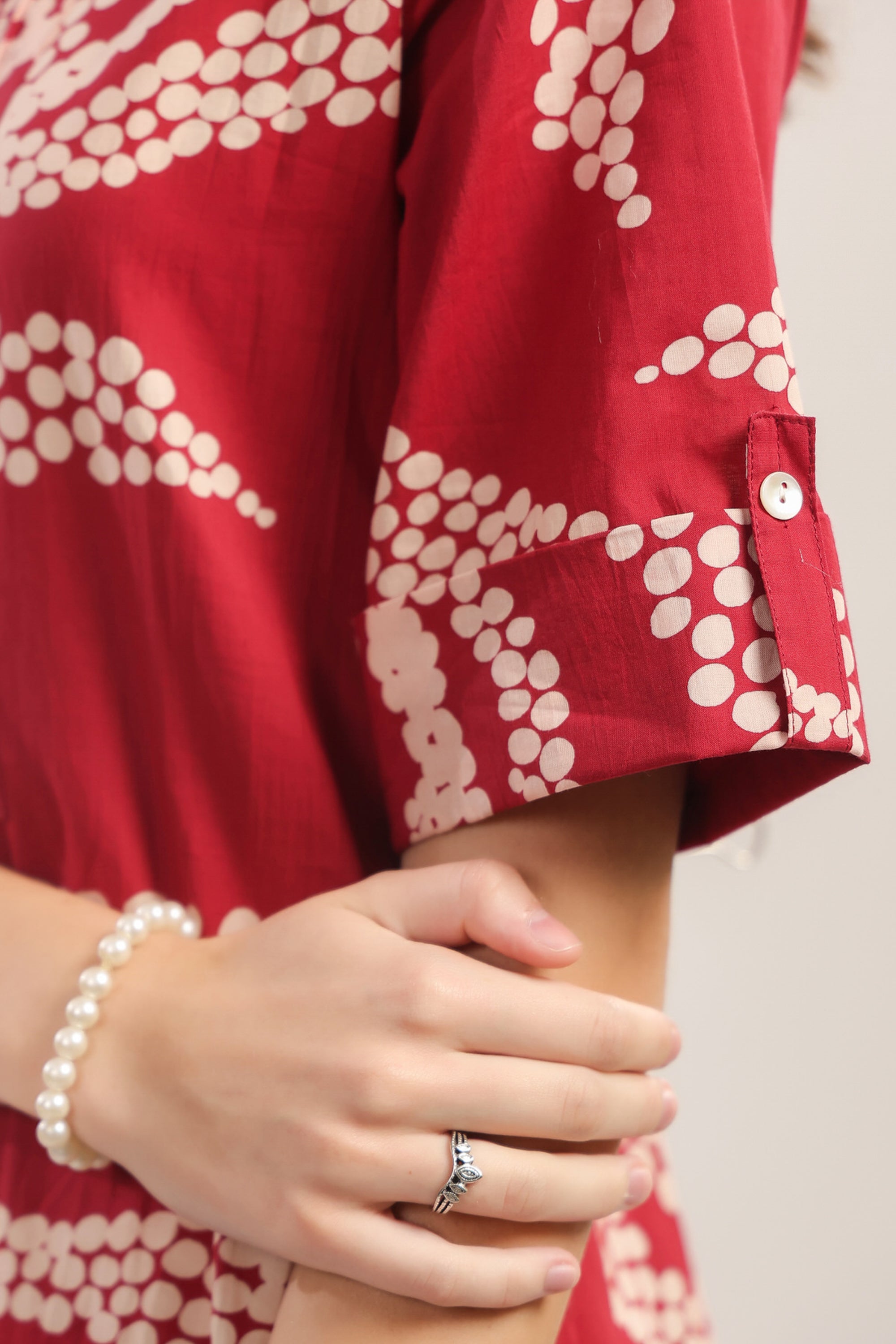 Crimson Breeze Abstract Cotton Co-ord Set