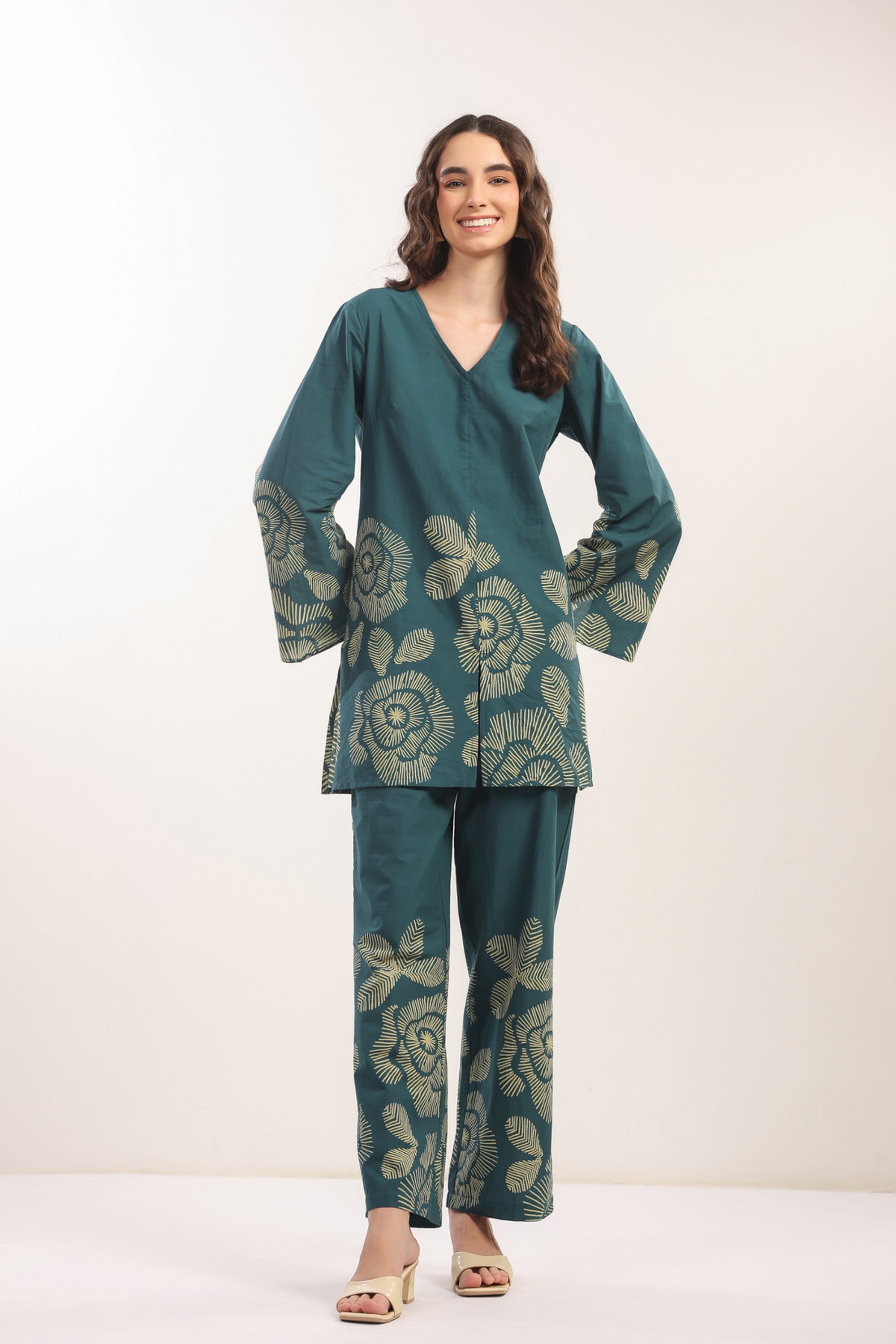 Wildflower Teal Cotton Co-ord Set