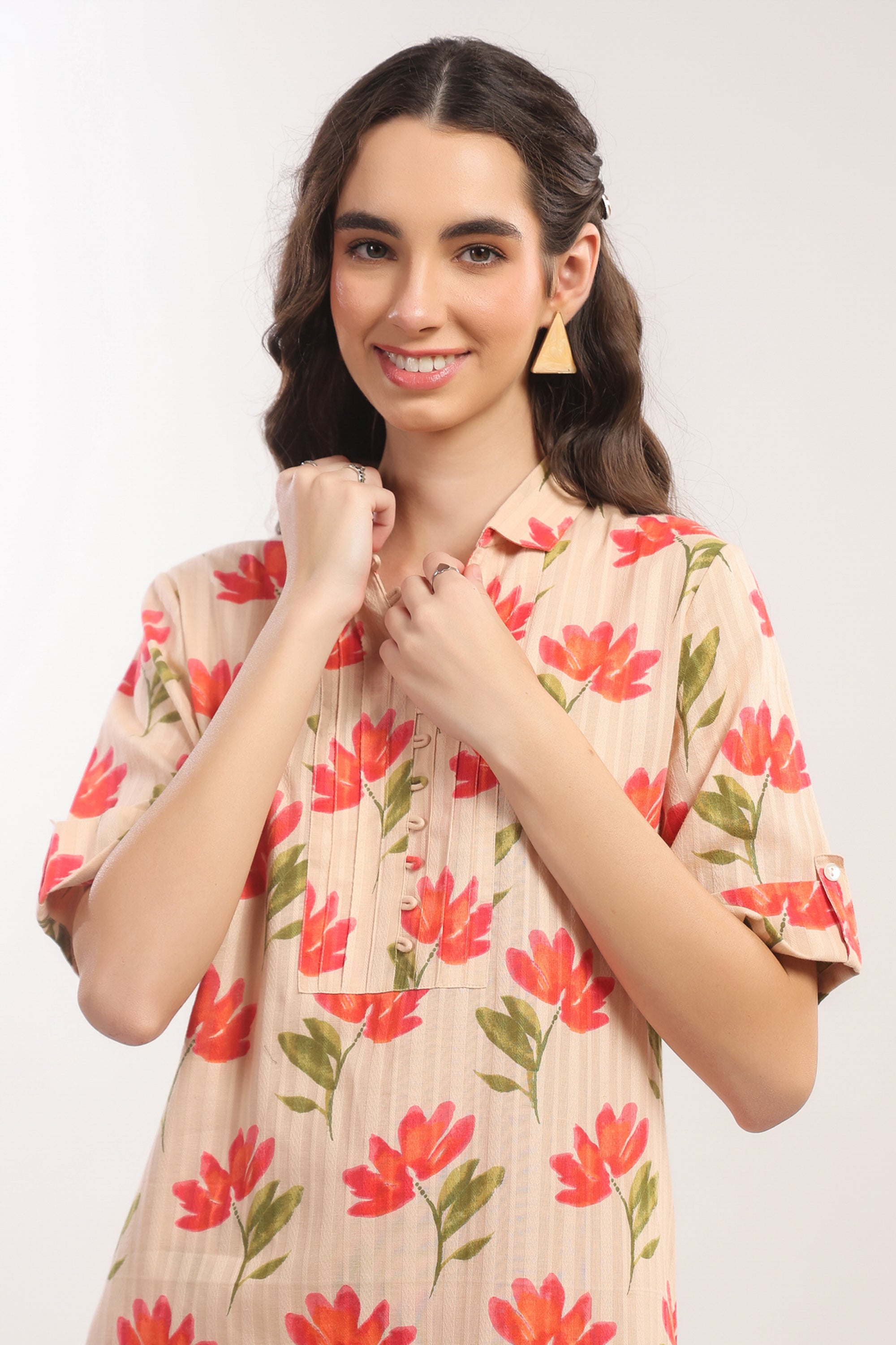 Apricot Petals Cotton Co-ord Set