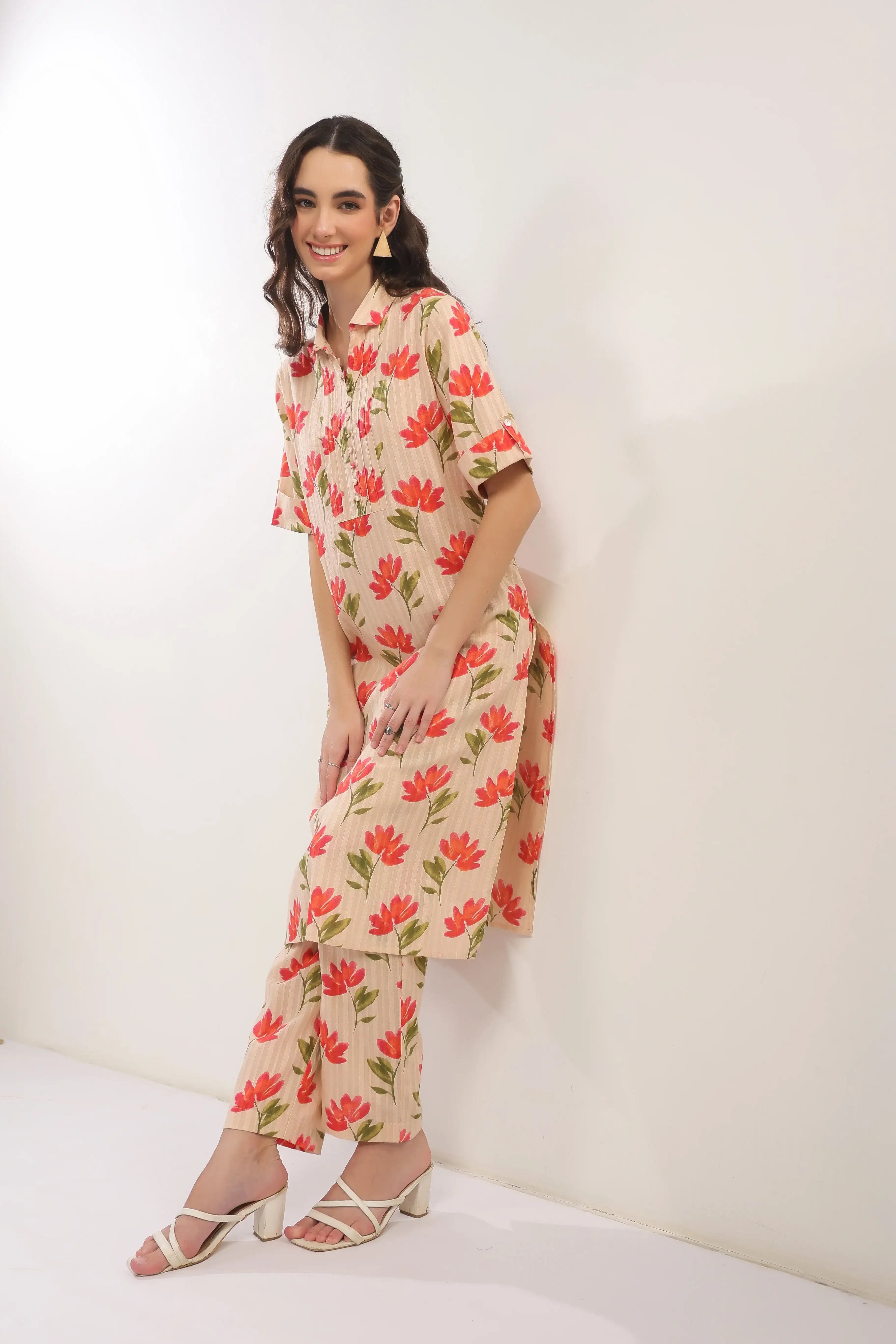 Apricot Petals Cotton Co-ord Set