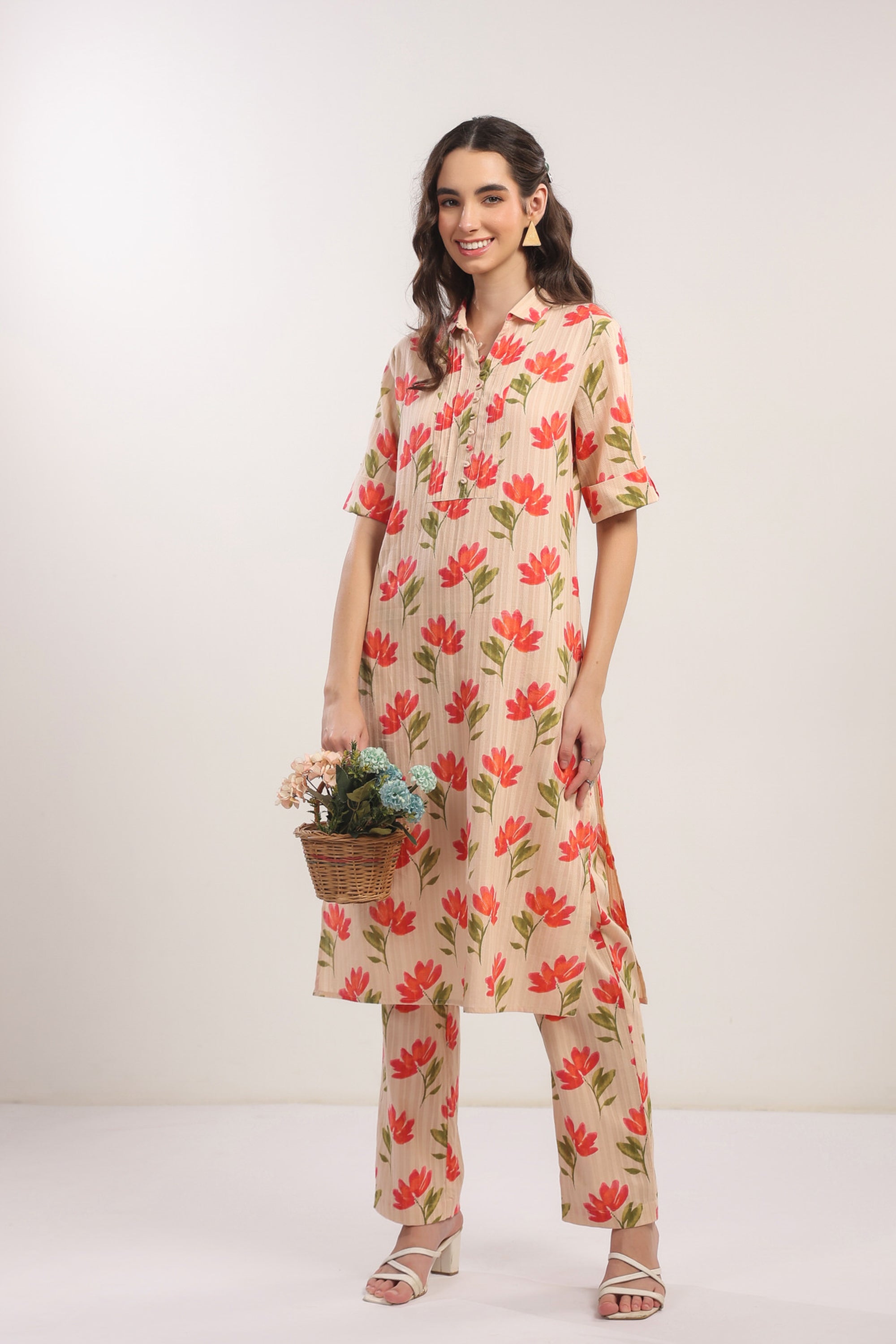 Apricot Petals Cotton Co-ord Set