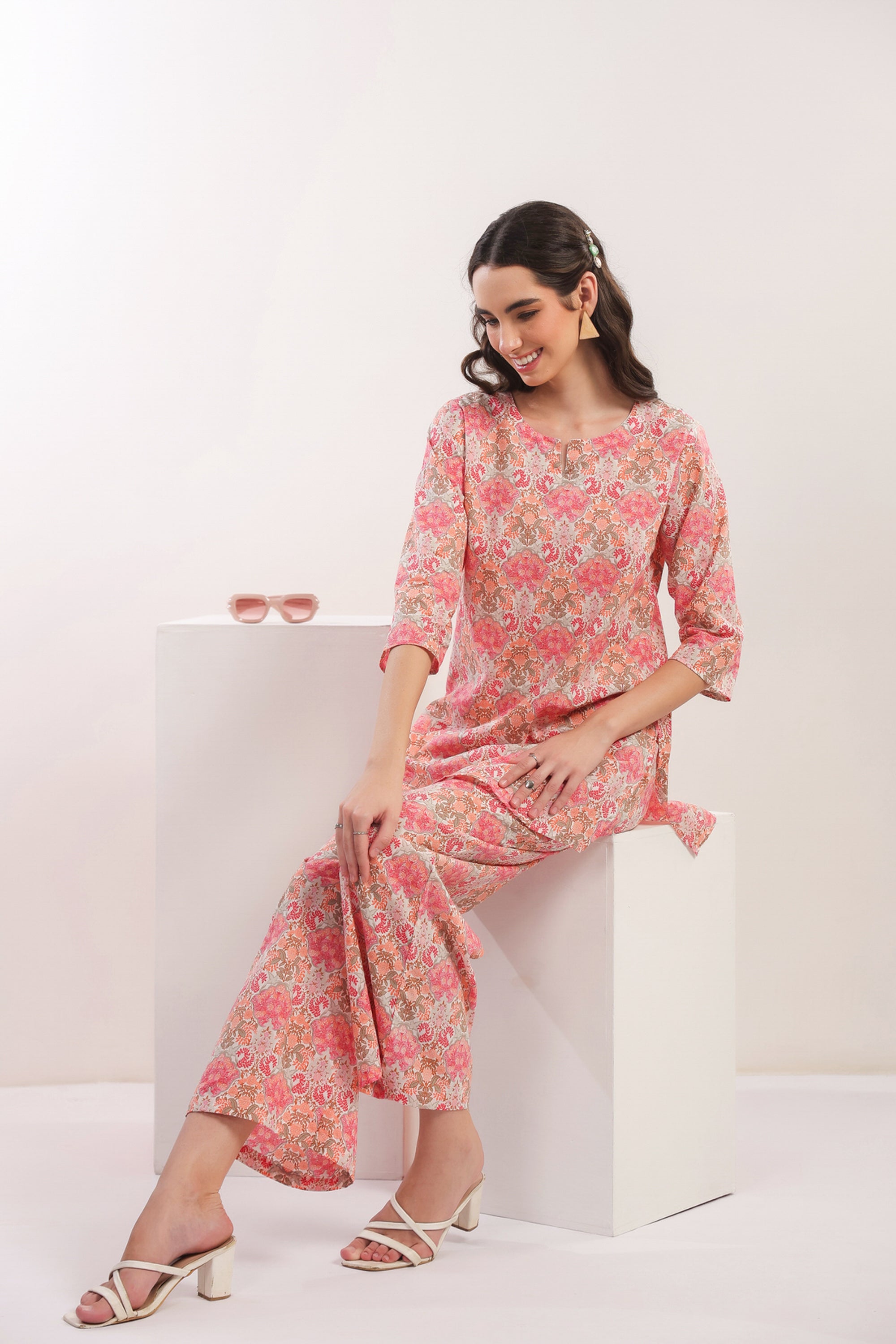 Rose Drift Multicolour Cotton Co-ord Set