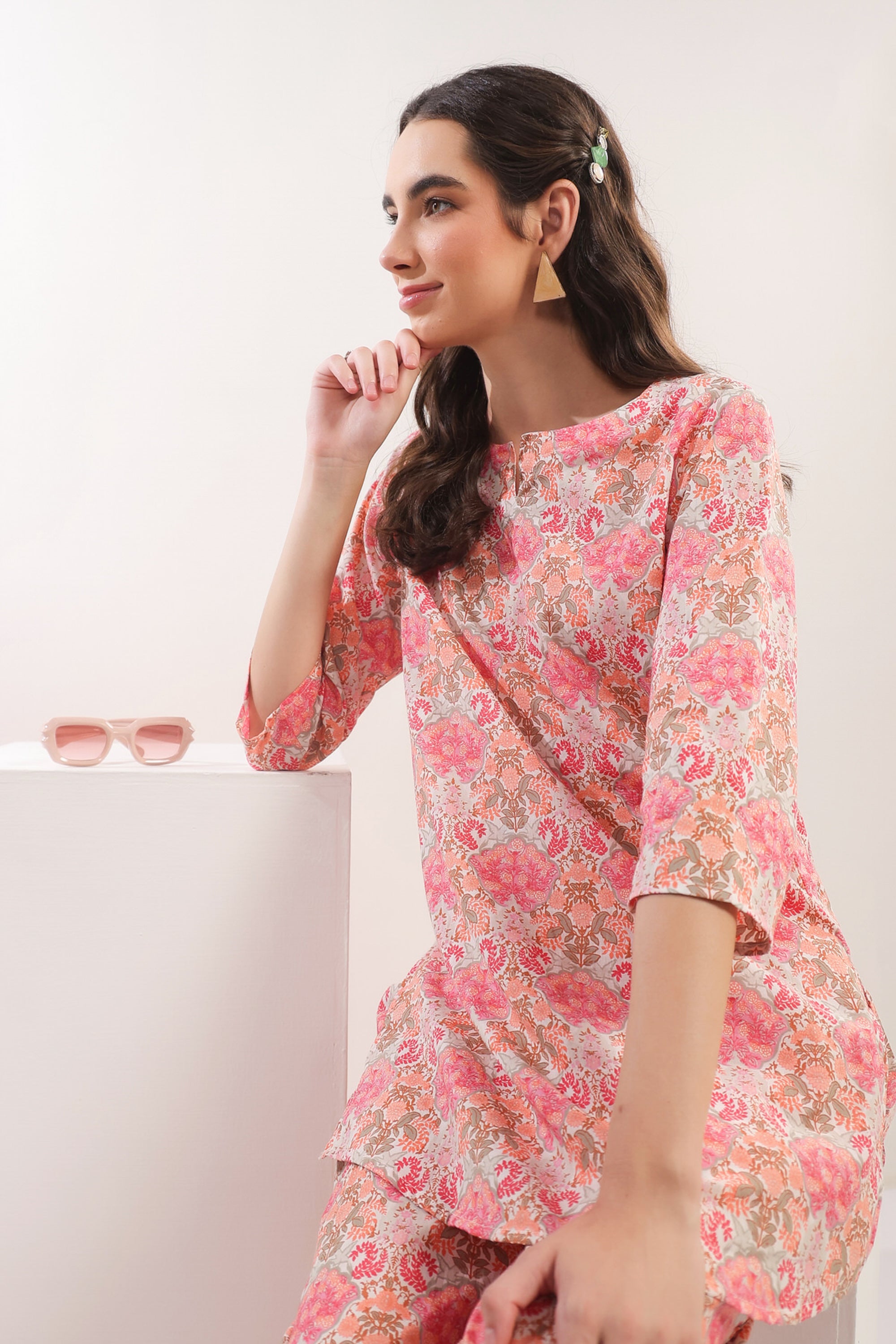 Rose Drift Multicolour Cotton Co-ord Set