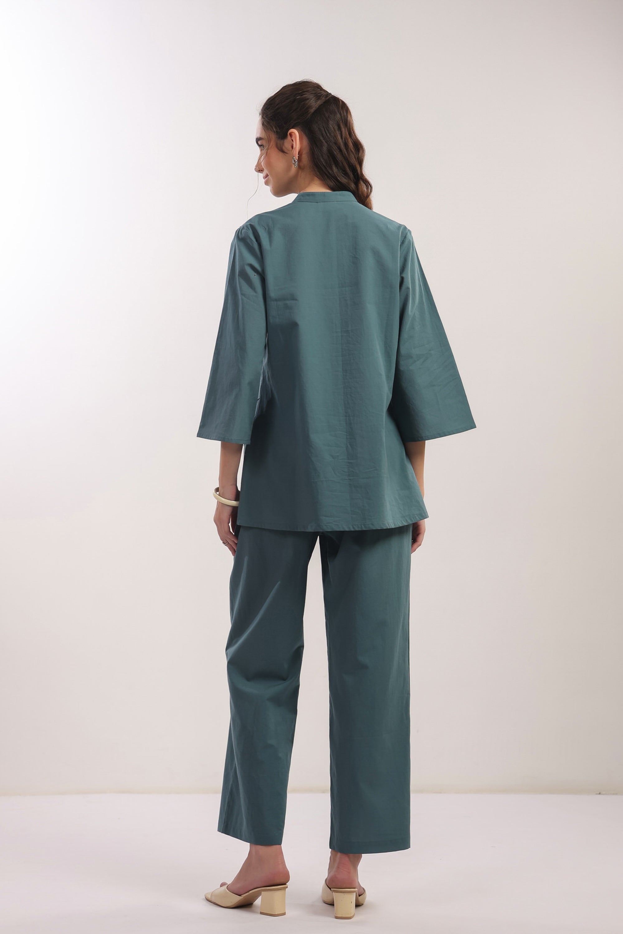 Teal Tranquility Straight Fit Cotton Co-ord Set