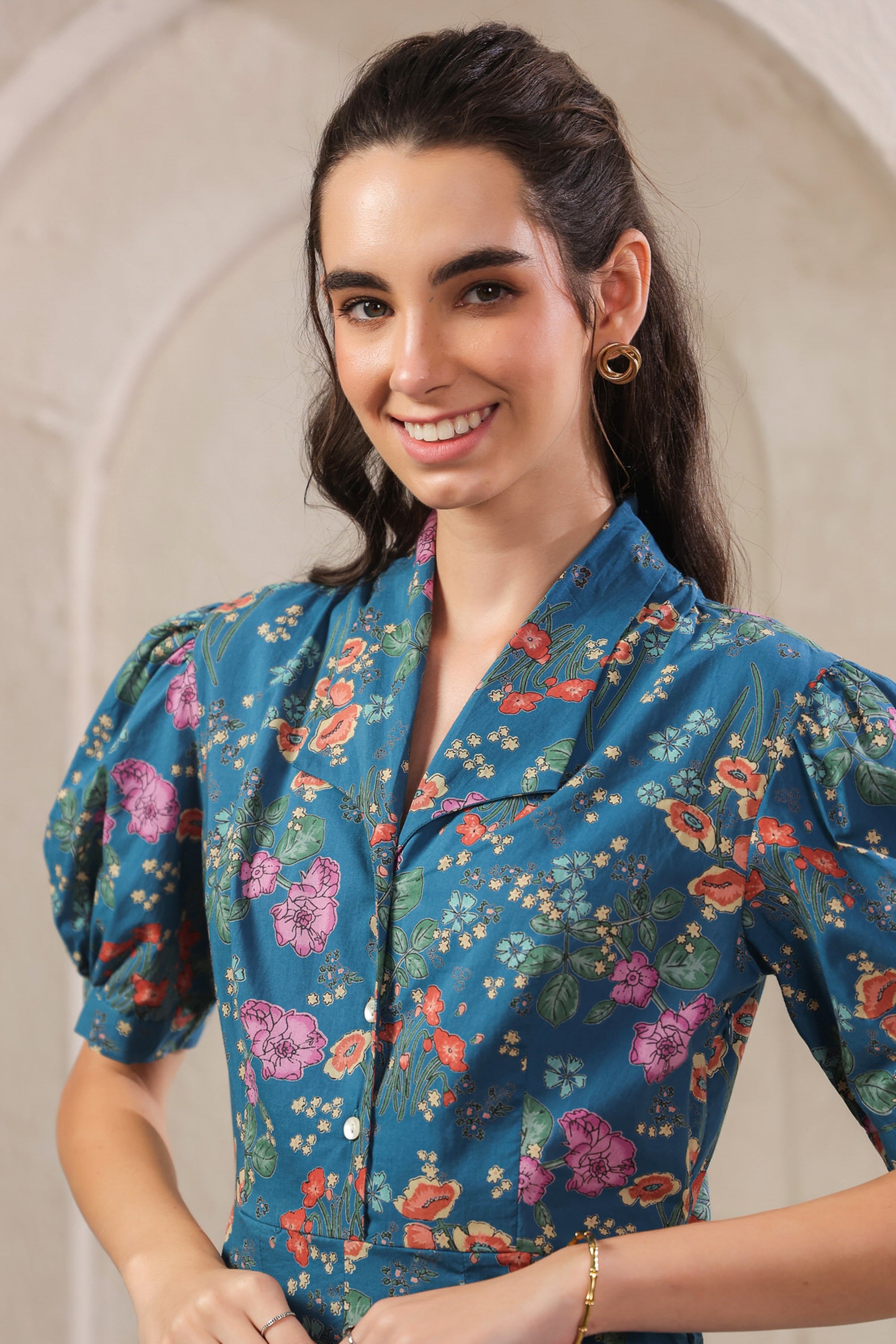 Bloom Mosaic Blue Cotton Dress