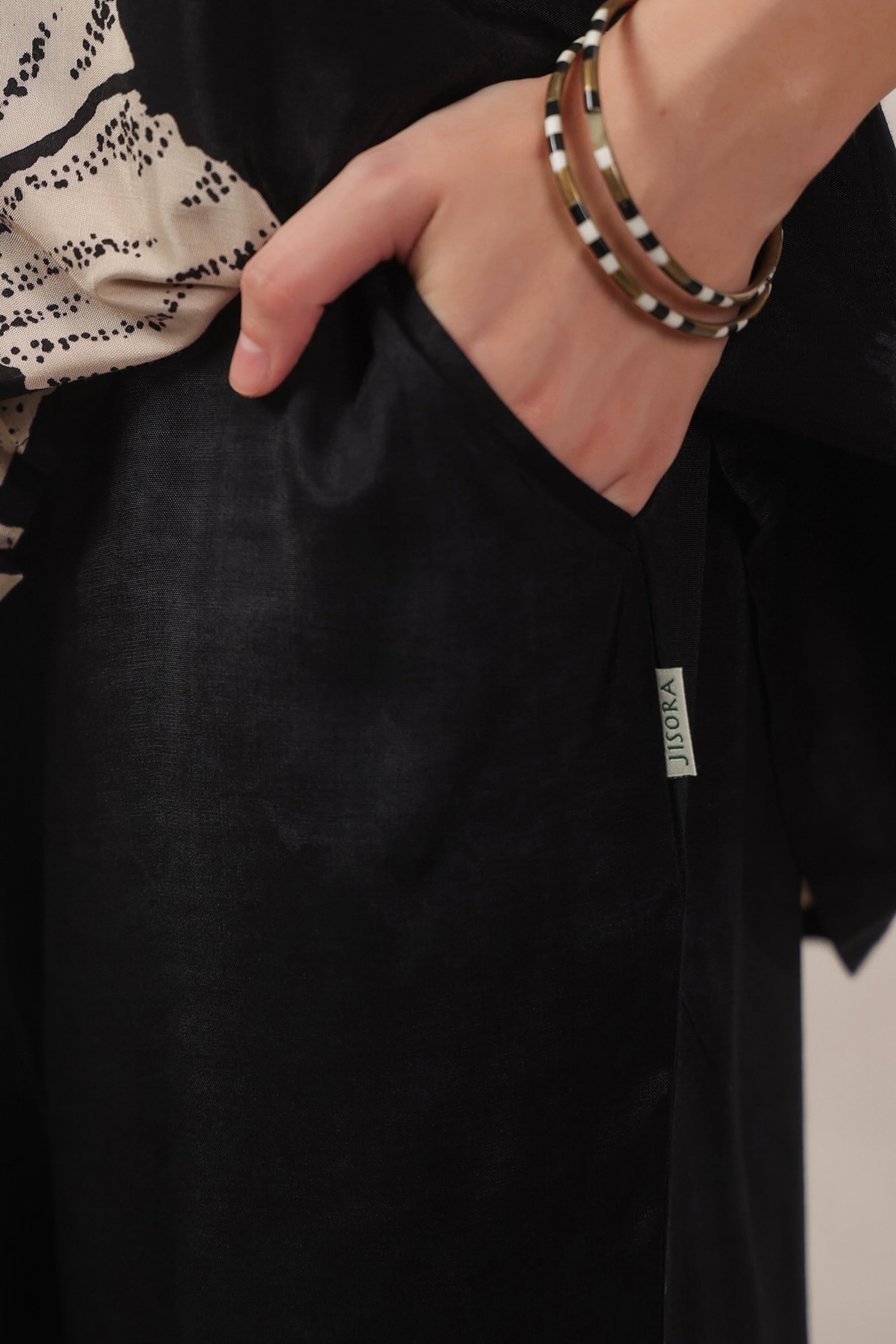 Monochrome Flora Black Russian Silk Co-ord Set