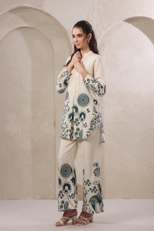 Seashell Bloom Blue Cotton Flex Co-ord Set