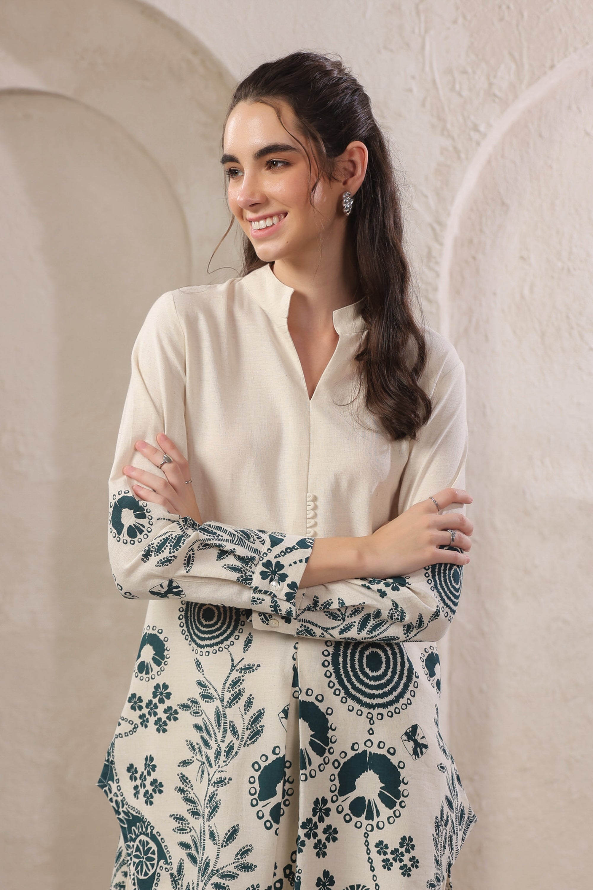 Seashell Bloom Blue Cotton Flex Co-ord Set