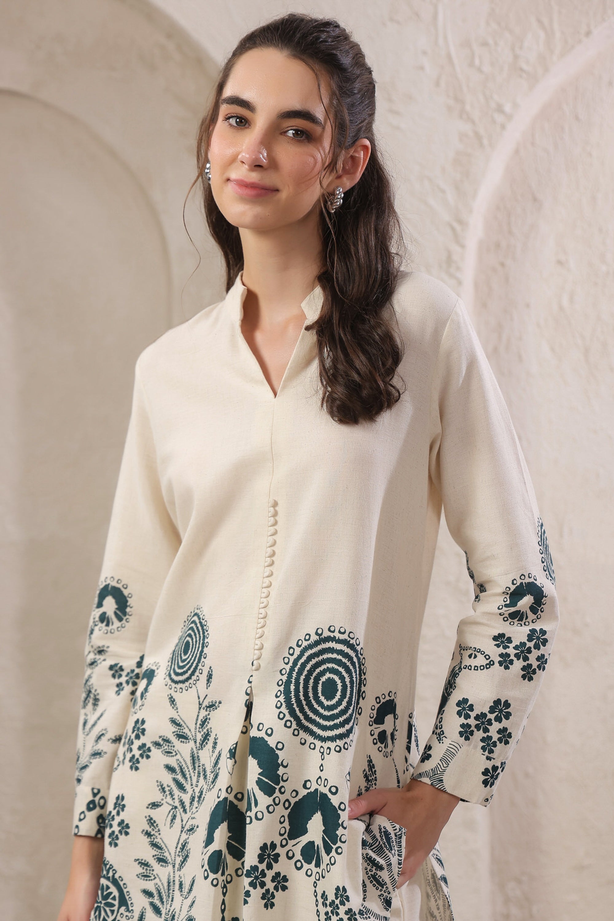 Seashell Bloom Blue Cotton Flex Co-ord Set