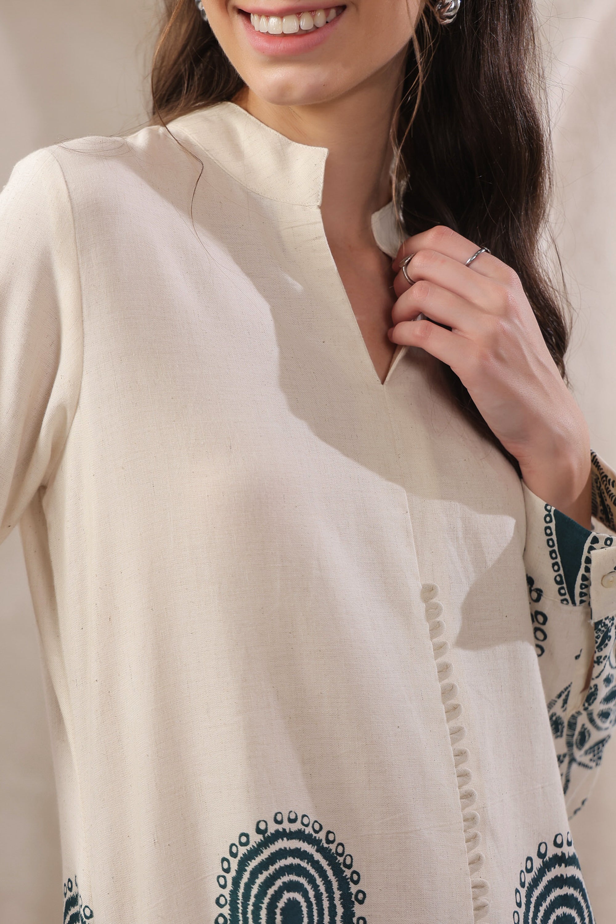 Seashell Bloom Blue Cotton Flex Co-ord Set