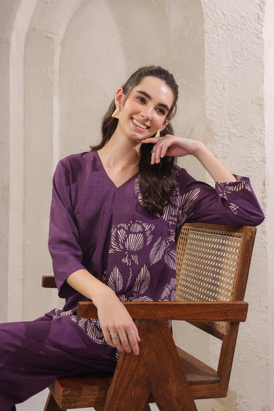 Violet Veil Russian Silk Co-ord Set
