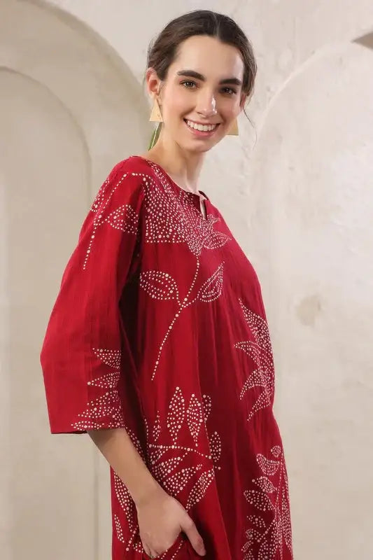 Gulmor Grace Red Cotton Co-ord Set