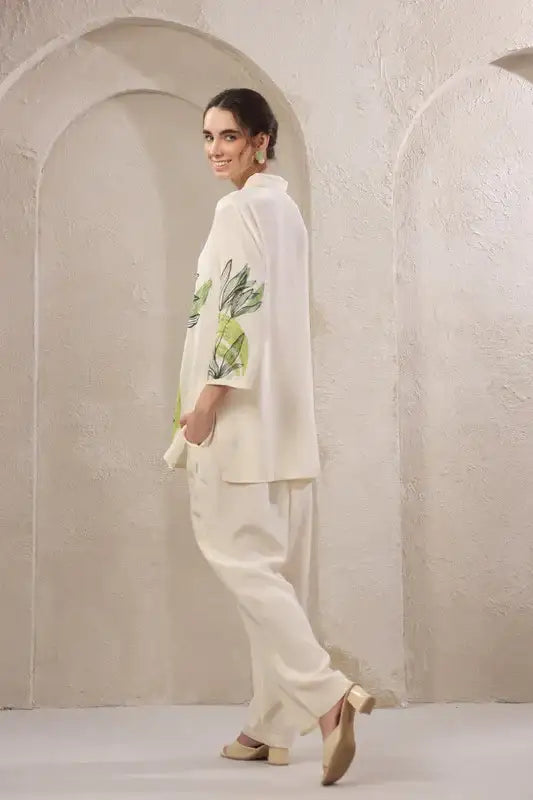 Ivory Palm Canopy Russian Silk Co-ord Set