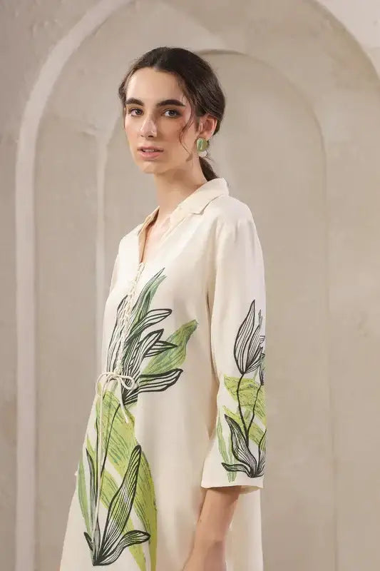 Ivory Palm Canopy Russian Silk Co-ord Set