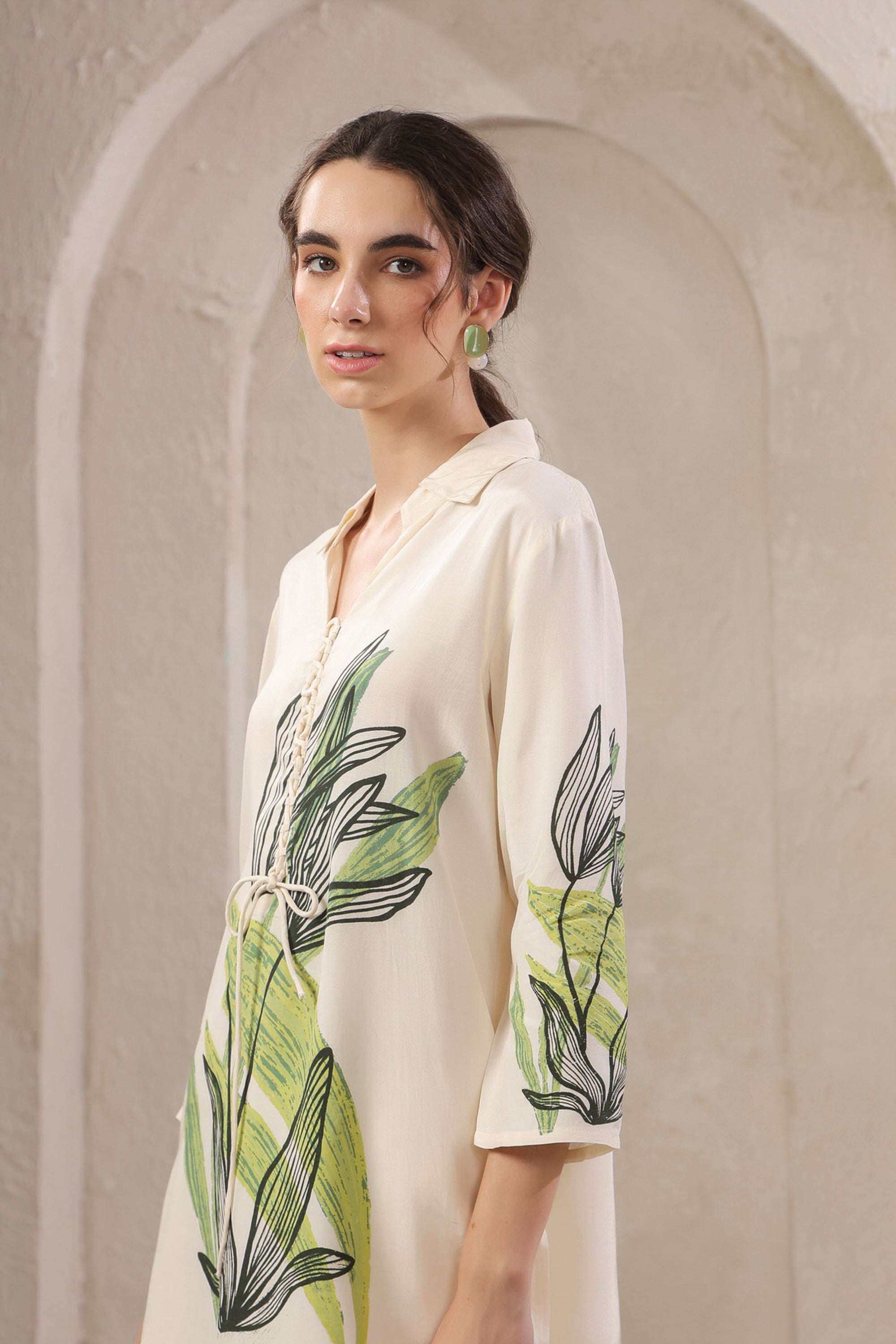 Ivory Palm Canopy Russian Silk Co-ord Set