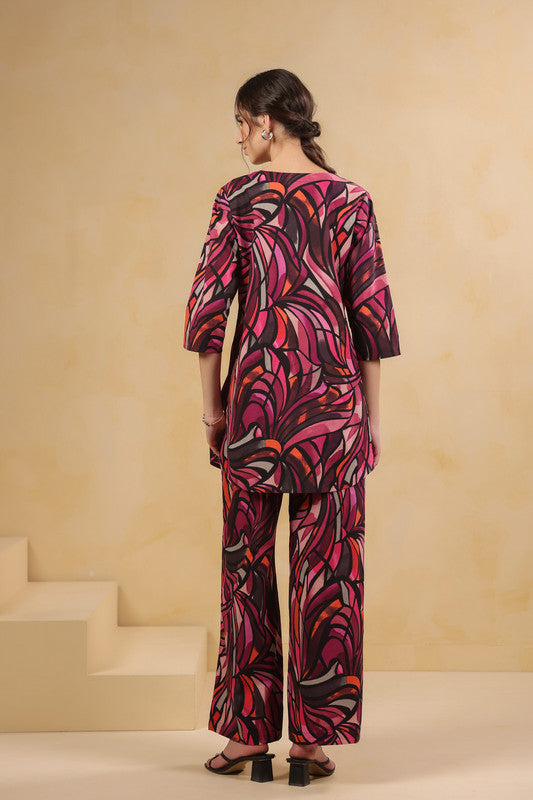 Wine Wild Swirl Multicoloured Cotton Co-ord Set