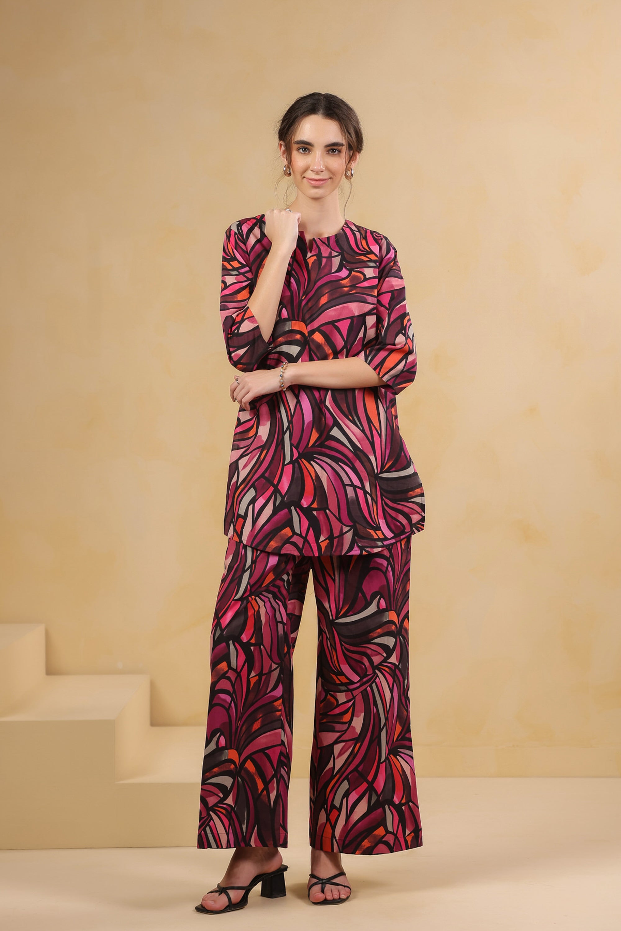 Wine Wild Swirl Cotton Co-ord Set