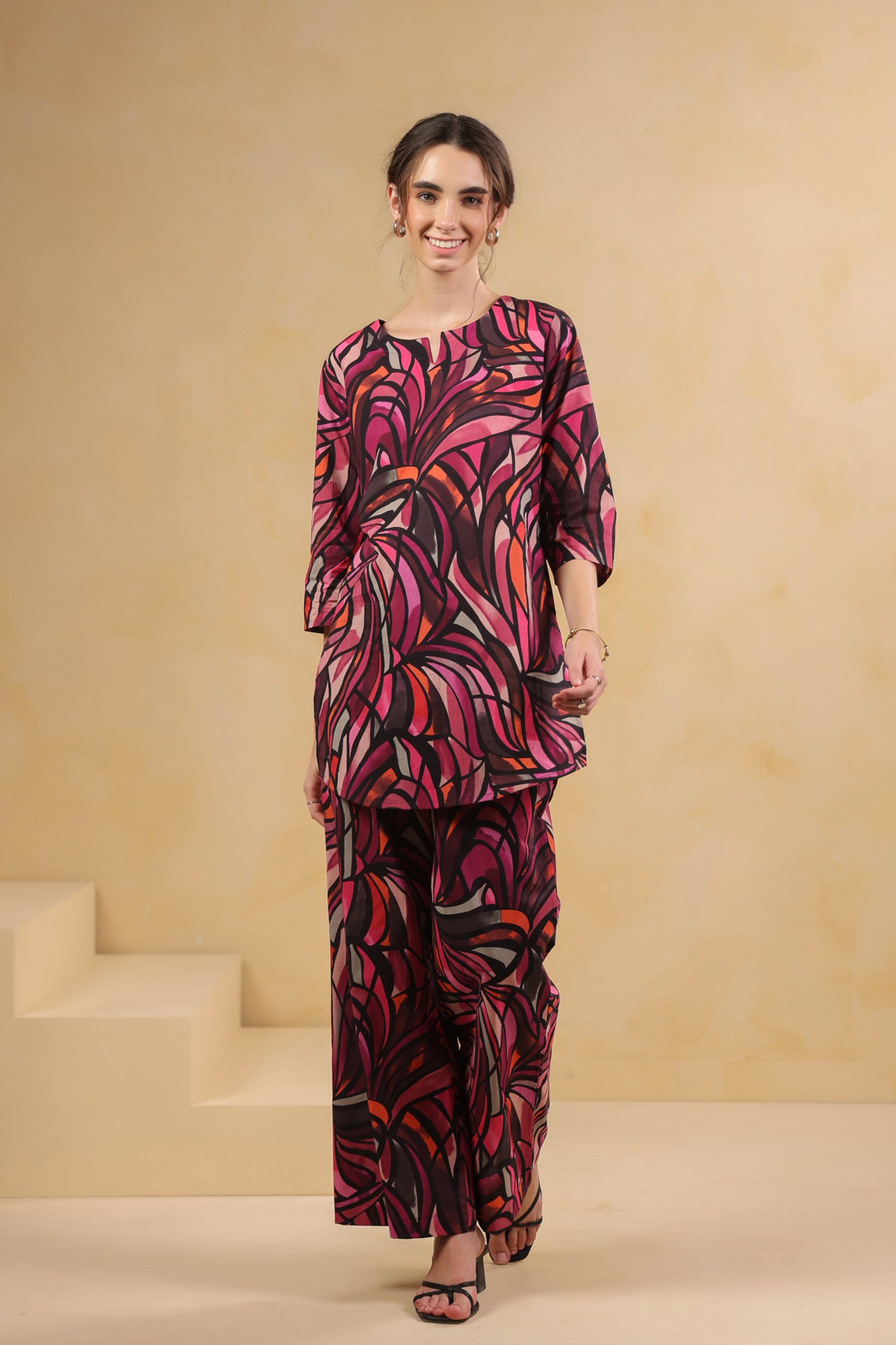 Wine Wild Swirl Cotton Co-ord Set