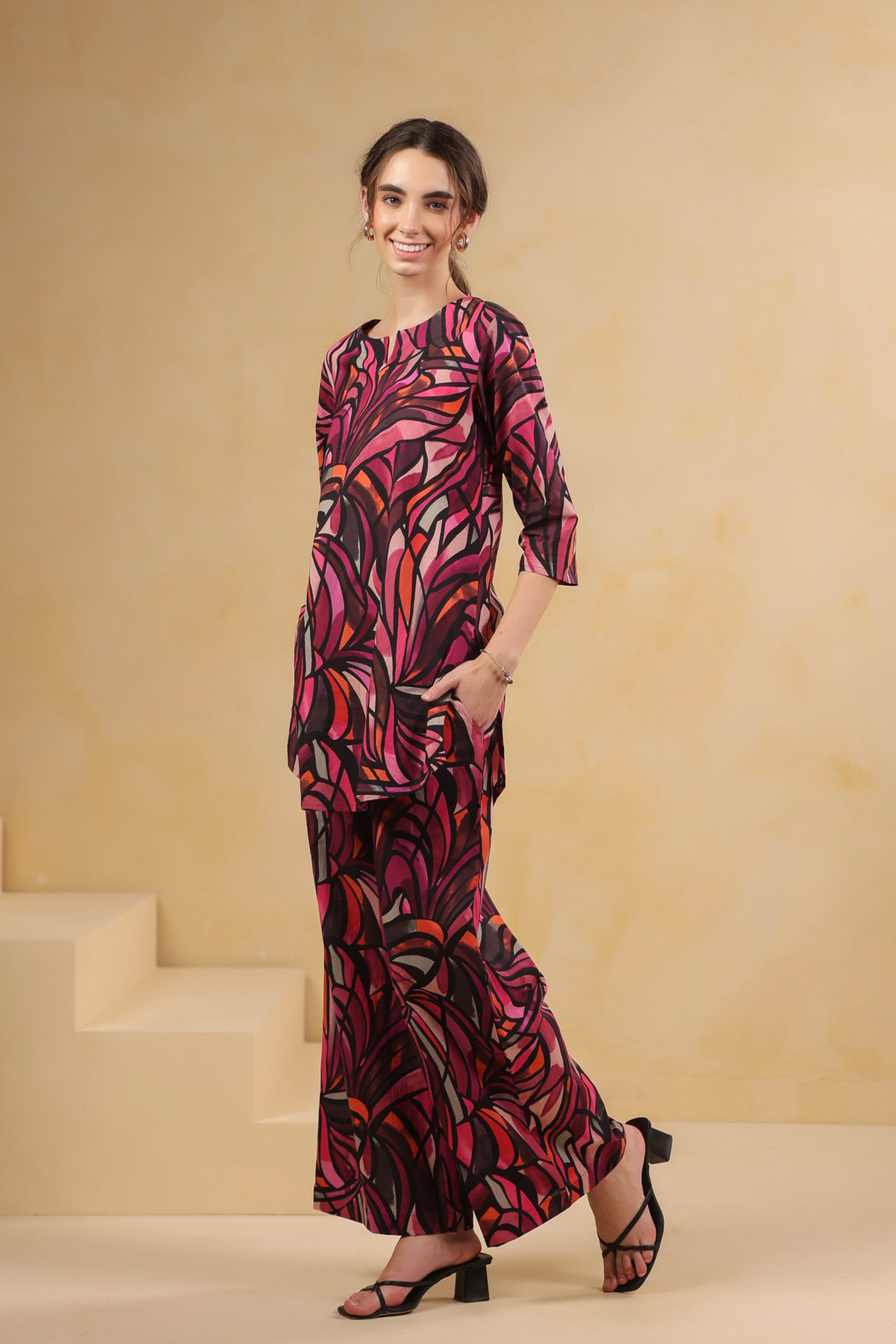 Wine Wild Swirl Cotton Co-ord Set