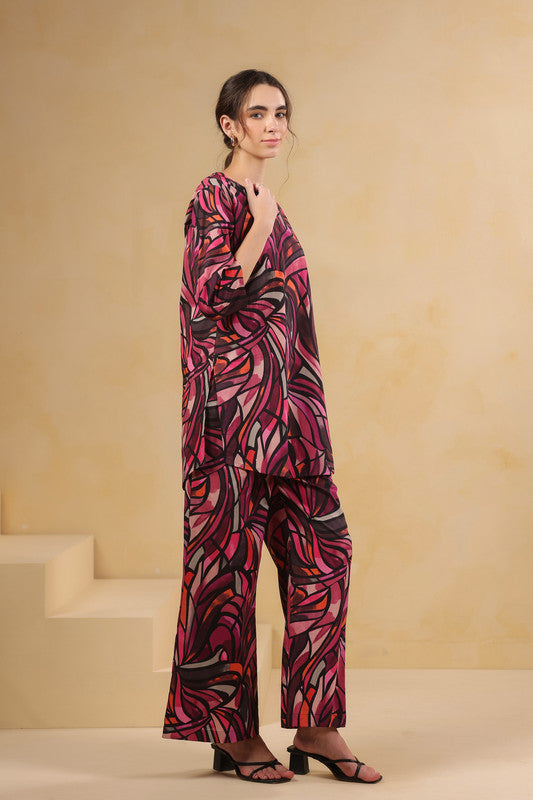 Wine Wild Swirl Multicoloured Cotton Co-ord Set
