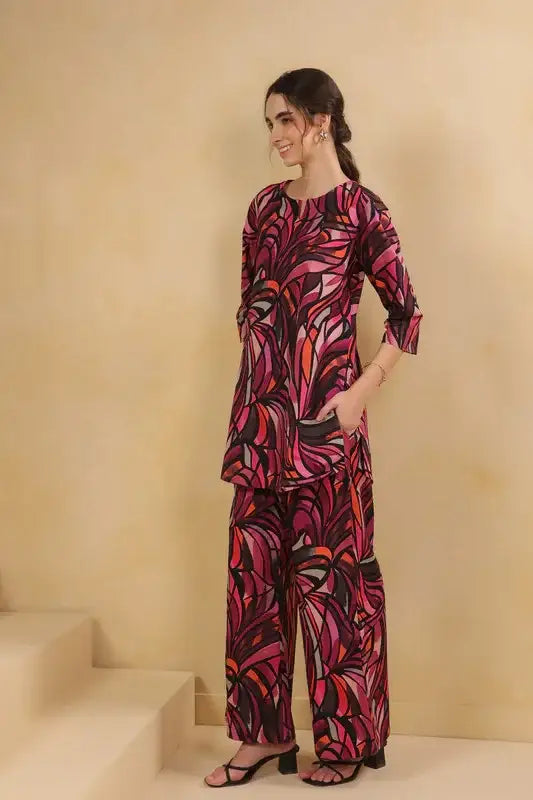 Wine Wild Swirl Cotton Co-ord Set