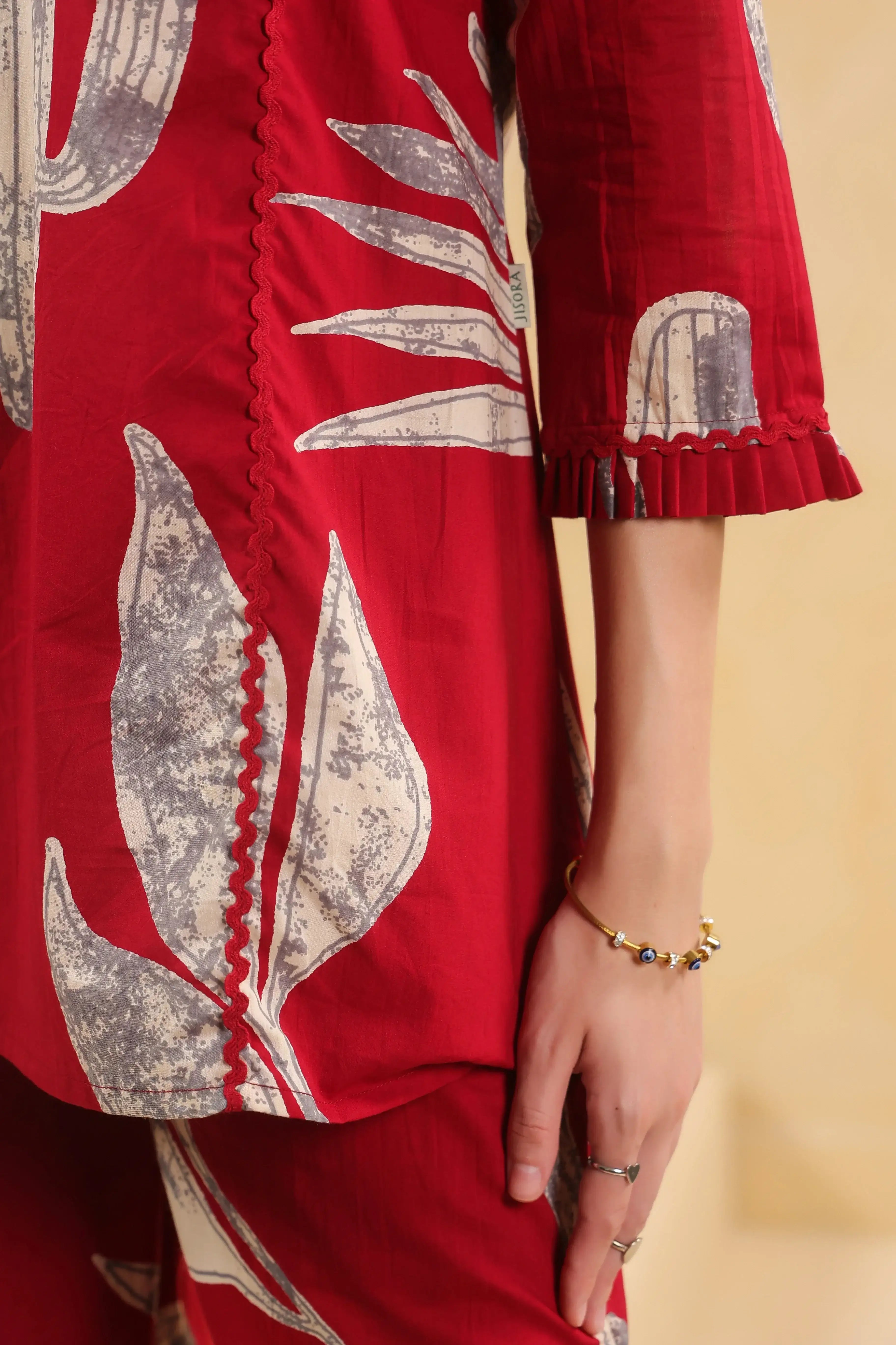 Savanna Red Cactus Cotton Red Co-ord Set