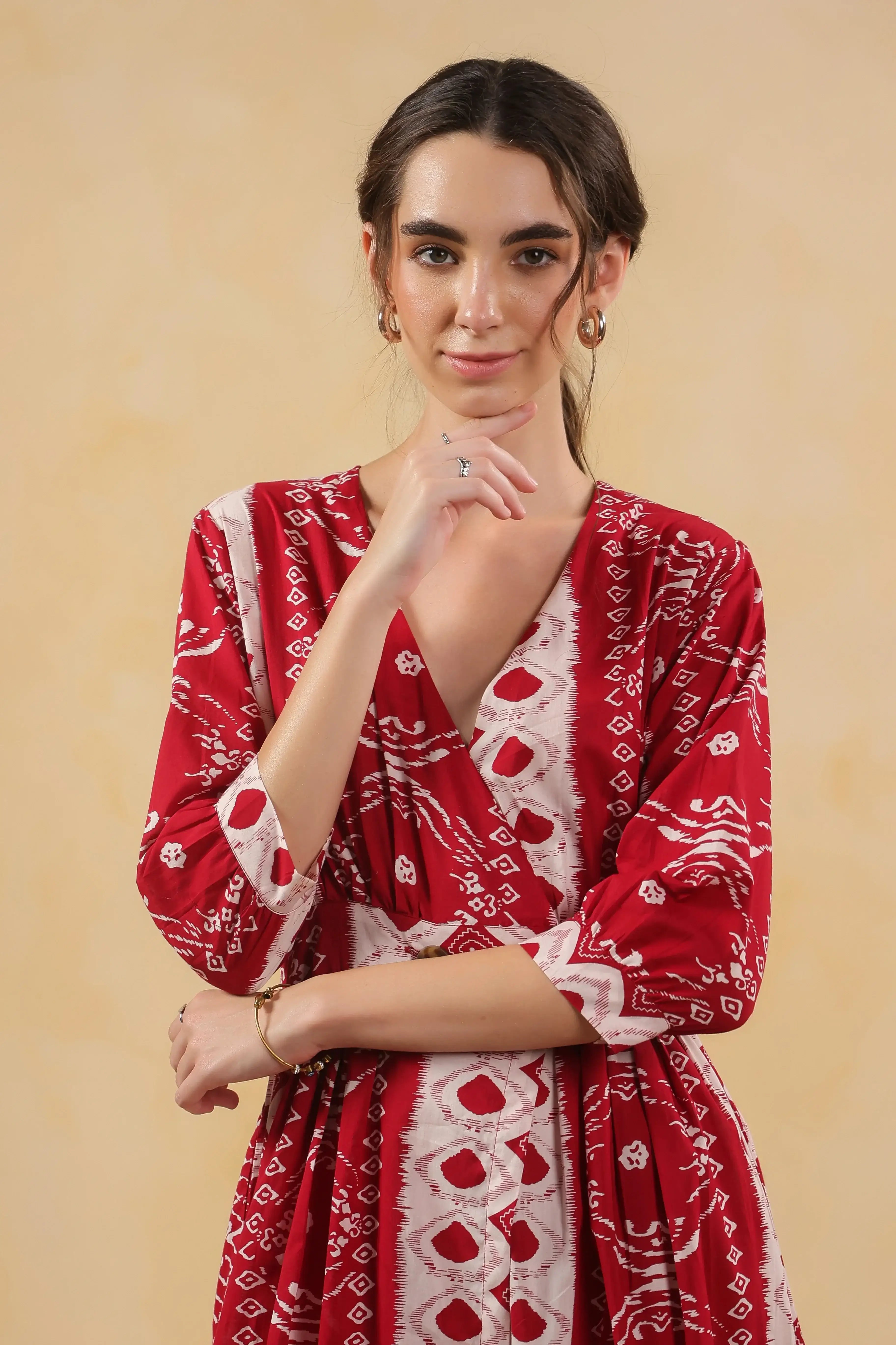 Scarlet Red Vintage Cotton Dress