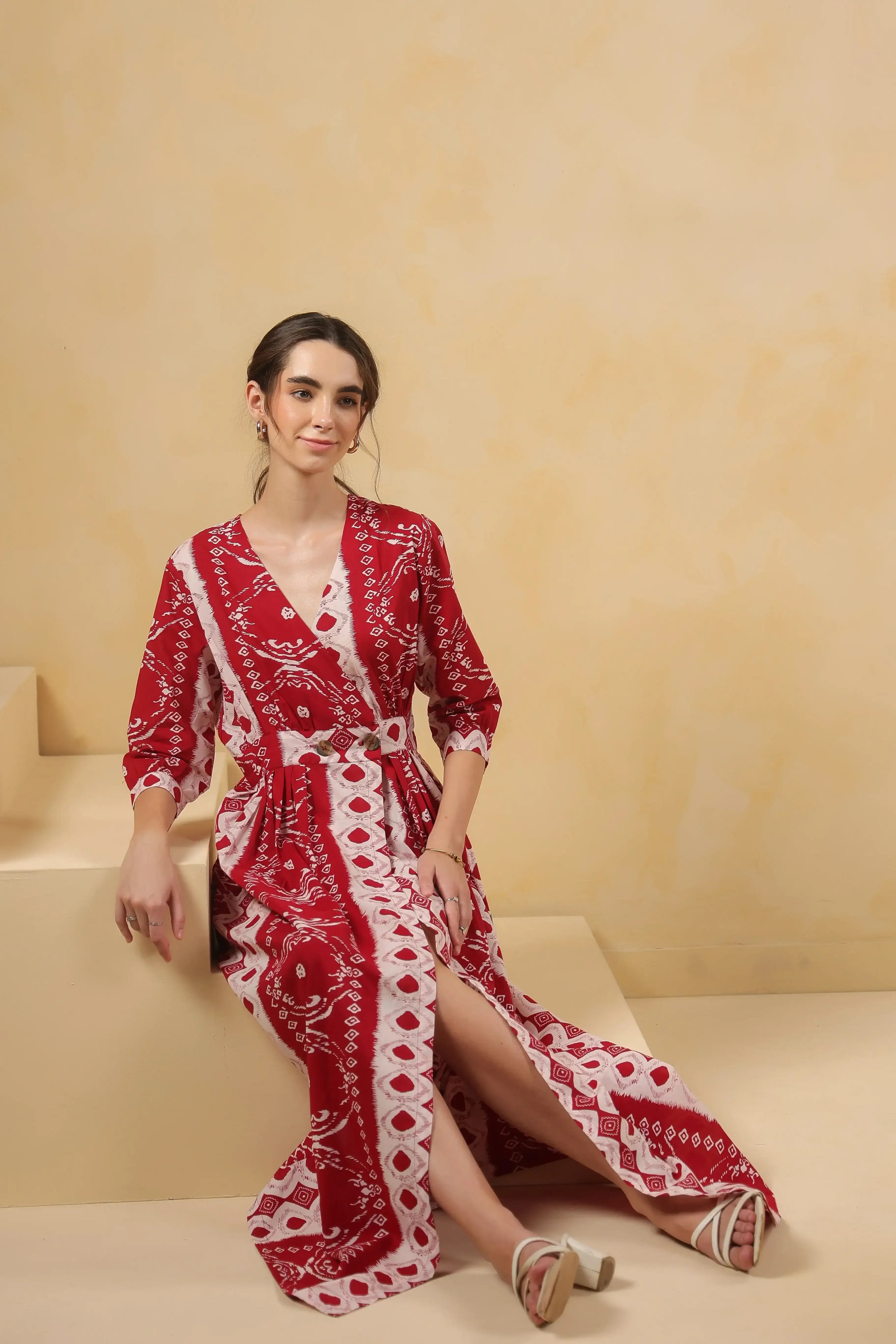 Scarlet Red Vintage Cotton Dress