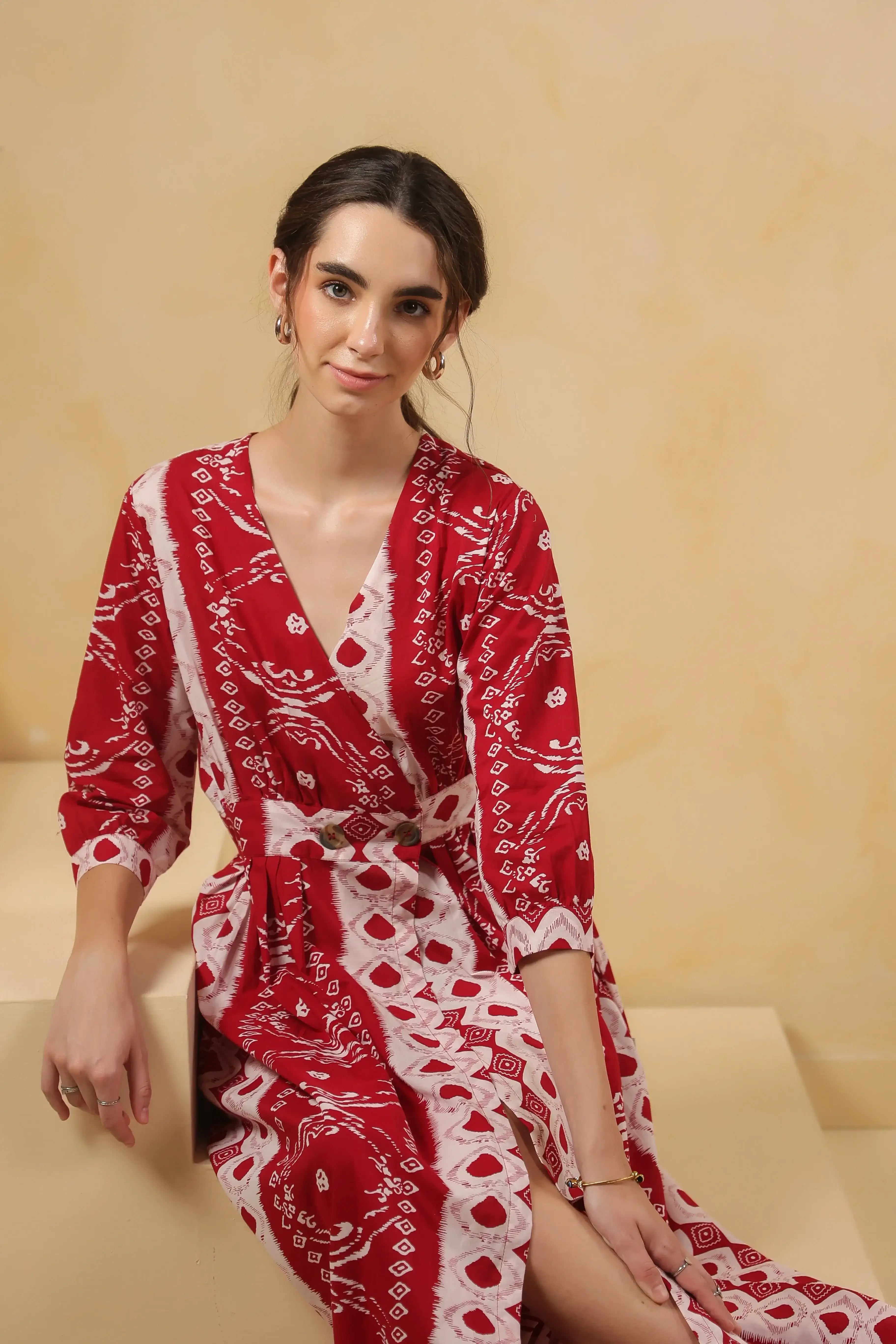 Scarlet Red Vintage Cotton Dress