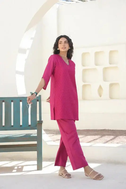 Berry Bliss Schiffli Cotton Co-ord Set