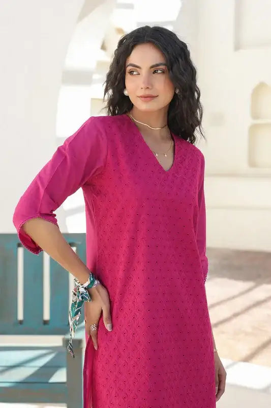 Berry Bliss Schiffli Cotton Co-ord Set