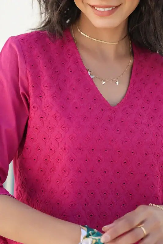 Berry Bliss Schiffli Cotton Co-ord Set