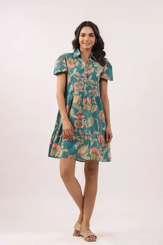 Mystic Teal Cotton Dress