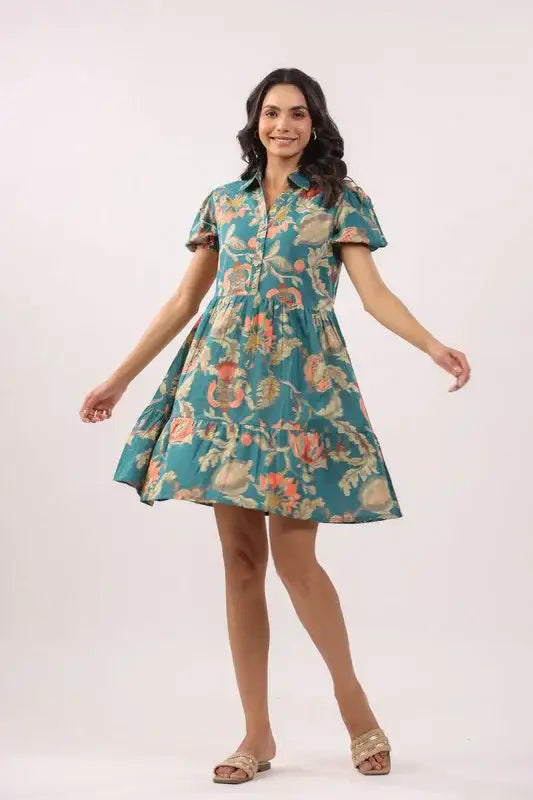 Mystic Teal Cotton Dress