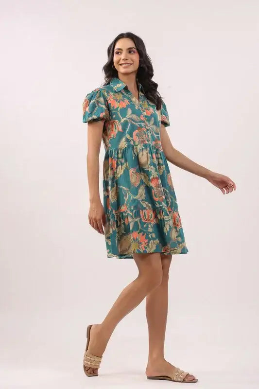 Mystic Teal Cotton Dress