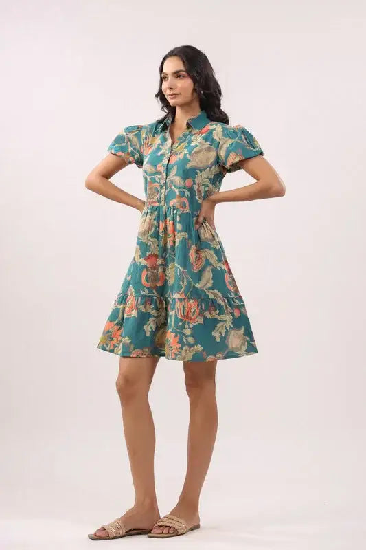 Mystic Teal Cotton Dress