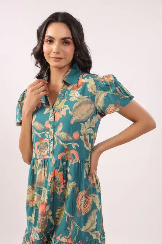 Mystic Teal Cotton Dress
