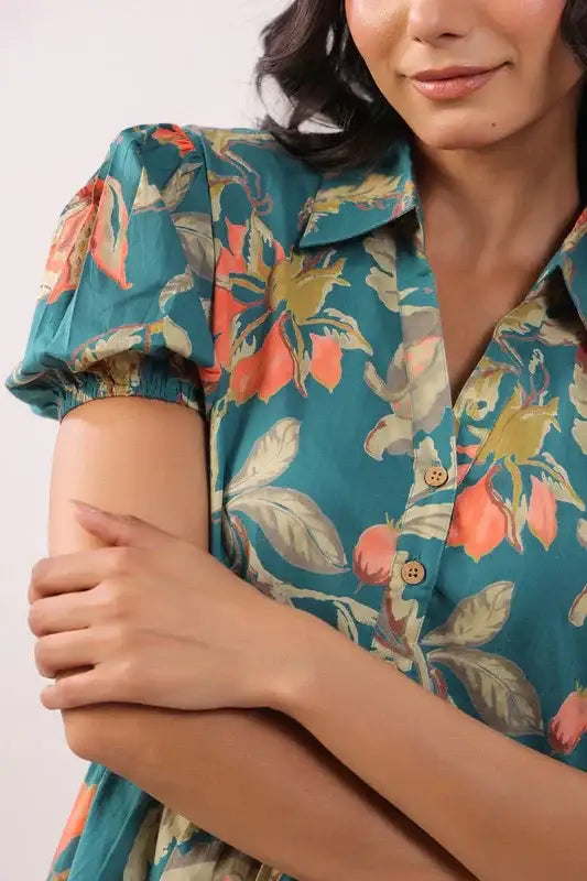 Mystic Teal Cotton Dress