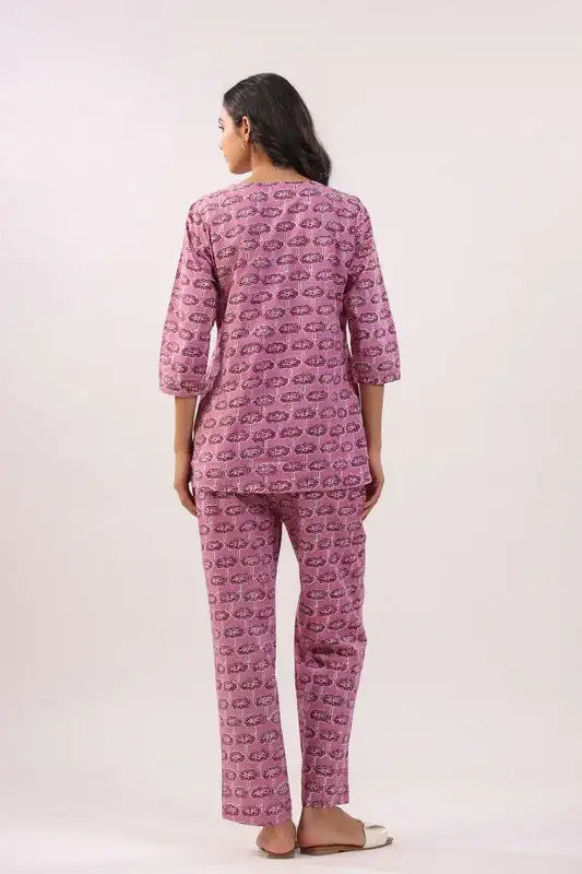 Rosé Reverie Cotton Loungewear Top Set