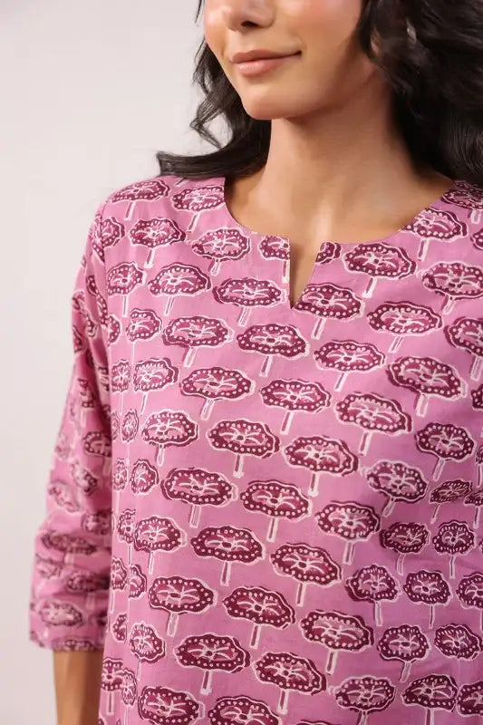 Rosé Reverie Cotton Loungewear Top Set